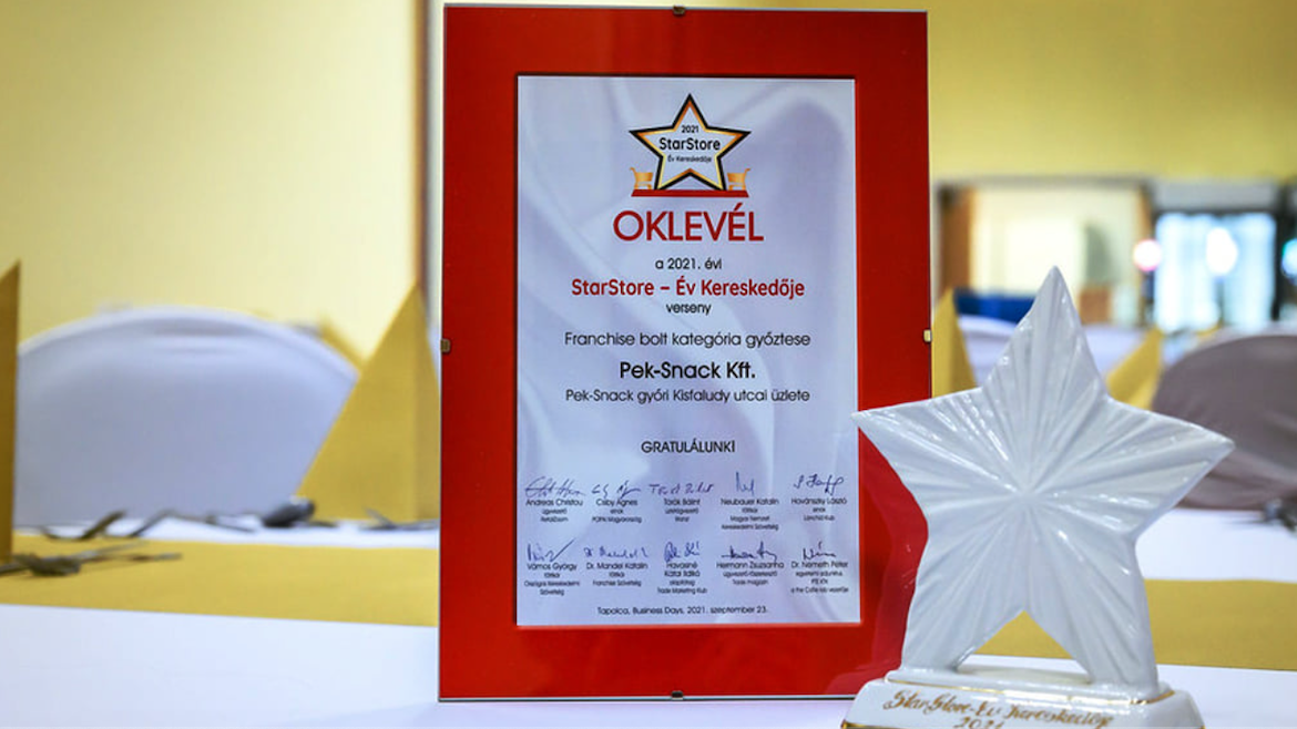 A Pek-Snack győri látványpéksége lett az Év franchise üzlete